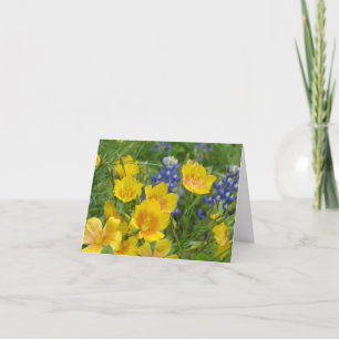 Texas Wildblomma Bluebonnet & Flax Notecard Kort