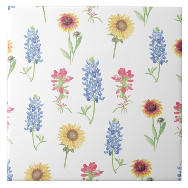 Texas Wildblomma Mönster Kakelplatta (Framsidan)
