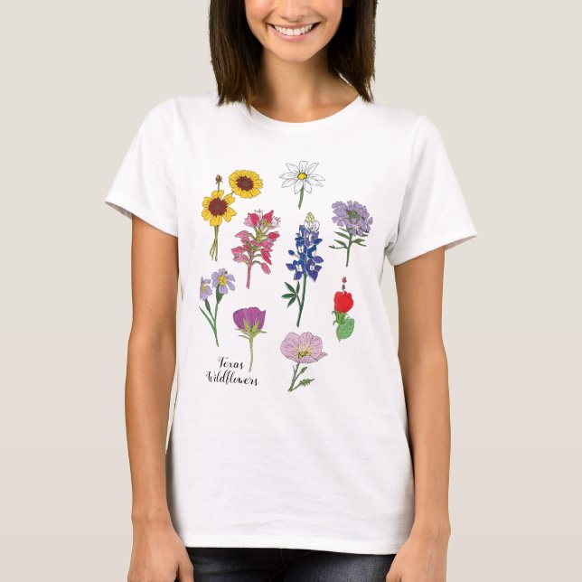 Texas Wildblommor T Shirt (Framsida)