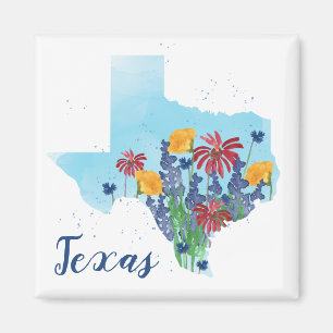 Texas Wildblommor Watercolor Magnet