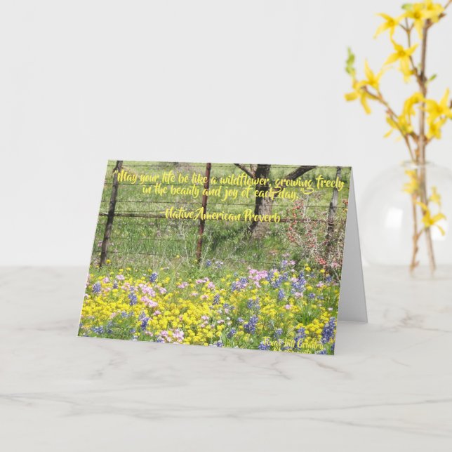 Texas Wildflower Design Vikterad Grattiskort Kort (Gul blomma)