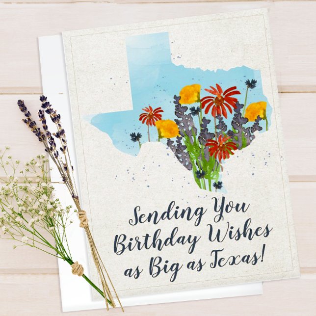 Texas Wildflowers Födelsedagskort Kort (Texas Wildflowers Birthday Card)