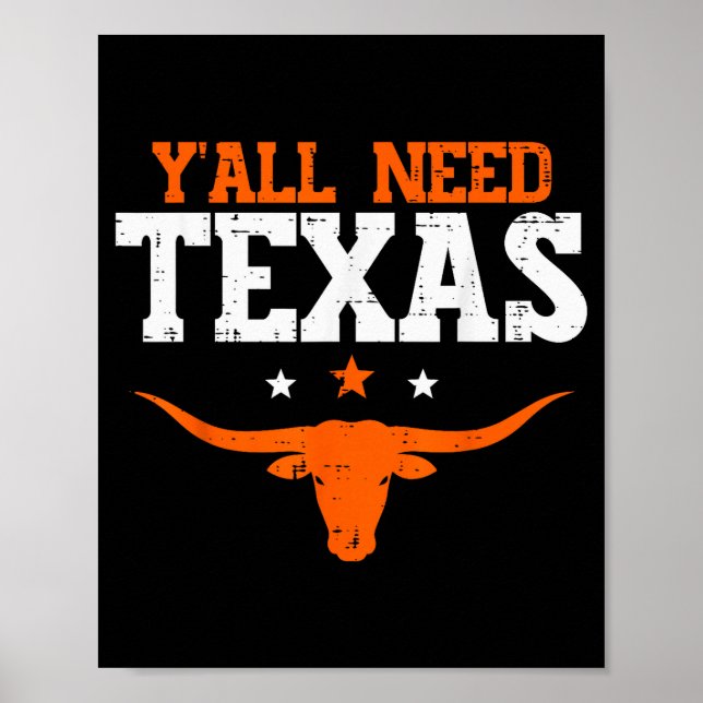 Texas Women Kids Men Boys Girls Youth Teen  Poster (Framsidan)