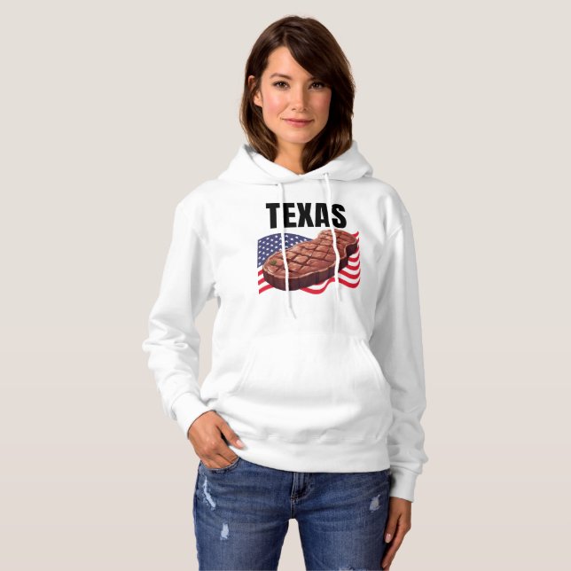 Texas Women's Hooded Sweatshirt T Shirt (Hel framsida)