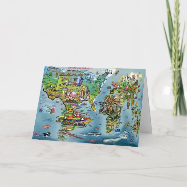 Texas World Map Card Kort (Framsida)