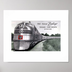 Texas Zephyr Tåg Vintage Poster