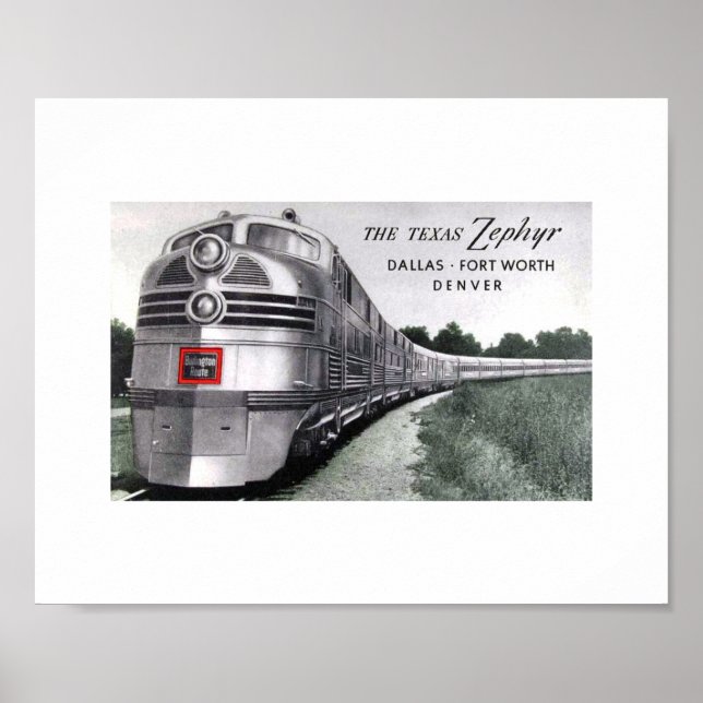 Texas Zephyr Tåg Vintage Poster (Framsidan)