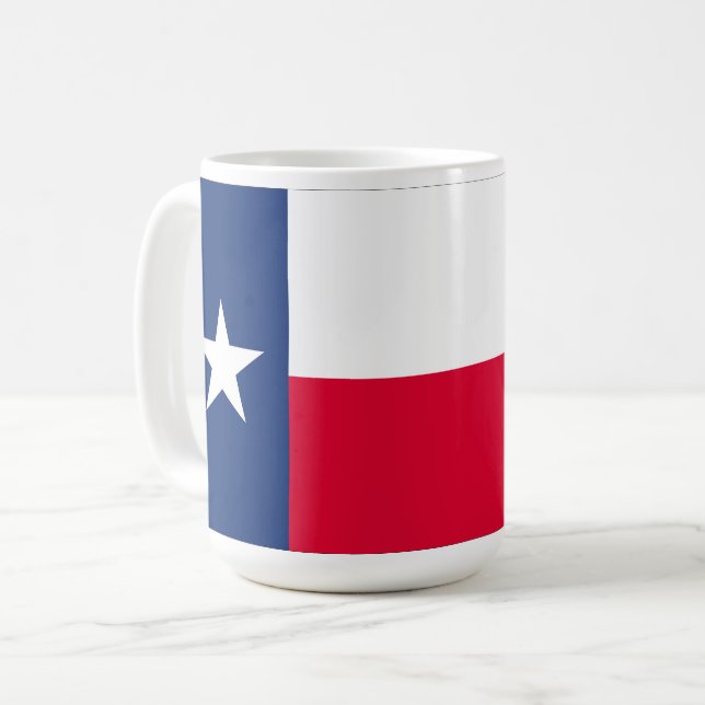 Texasflagga med blåbonater, mugg (Framsida vänster)