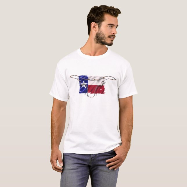 Texasflagga, taggtrådsskelett, tröja (Hel framsida)