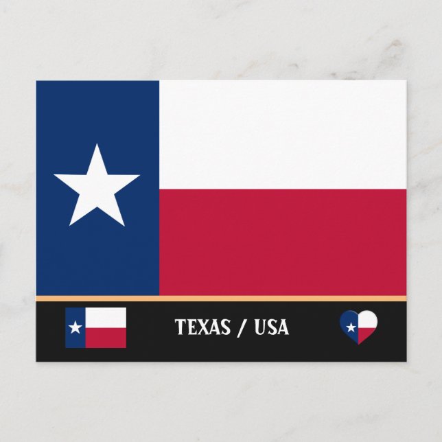 Texasflagga & Texas USA /Amerika Vykort (Framsida)