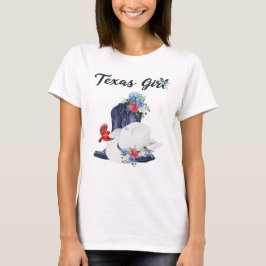 Texasflicka med cowboystövlar/hatt & blommor/fågla t shirt