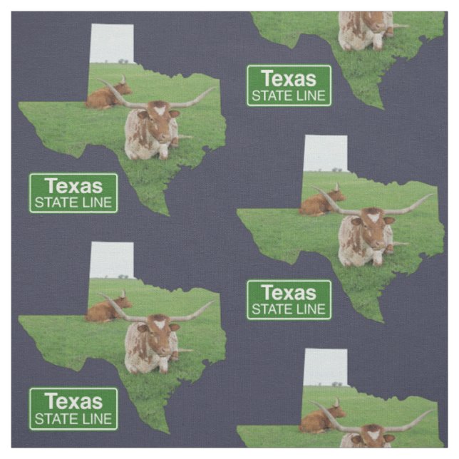 Texasform med Longhorn Ox Statlig Linjeskylt 4 Tyg (Provkarta)