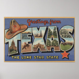TexasGreetings från den statliga Lone stjärnan Poster