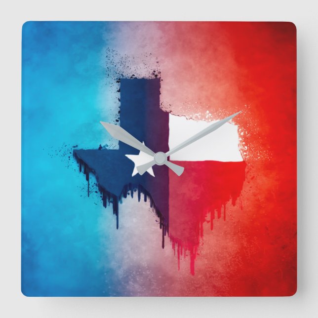 Texasstatymbol med Färg-köpoption Fyrkantig Klocka (Framsida)