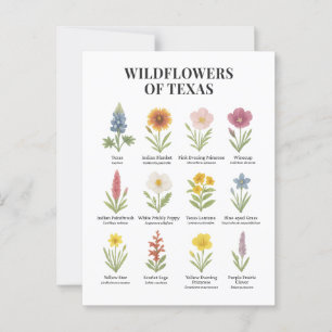 Texasvildblommor i akvarellstil vykort