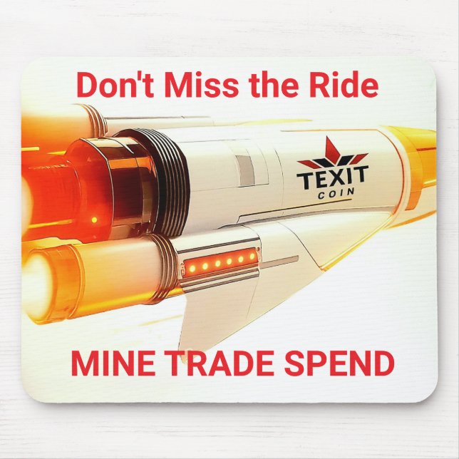 TeXit Coin Mine Spend Trade Rocketship Musmatta (Framsidan)