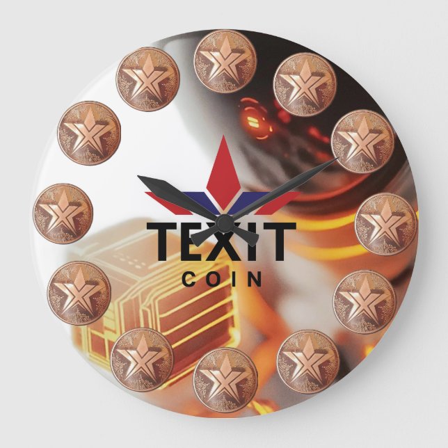 TeXit Coin OFFICIELL Logotyp Time Large Clock Stor Klocka (Framsida)