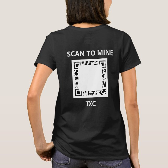 Texit Coin Scan TO MINE QR-kodad officiell logotyp T Shirt (Baksida)