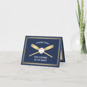 Text 1 Photo Baseball Temaparty Navy & Guld Tack Kort