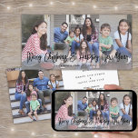 Text 4 Photo Collage Black Brusted Typography Julkort<br><div class="desc">Skicka snyggt glatt hälsning och fyra av bildernas favoriter med ett unikt anpassningsbar-fotosamlingskort på 4 tum x8-helgdag. All text på den här mallen är enkel att anpassa för att inkludera alla formuleringar, t.ex. God jul, Glad helg, Säsonhälsningar, nyårschyrer osv. (IMAGE PLACEMENT TIP: Ett enkelt sätt att centrera ett foto exakt...</div>