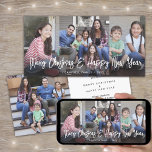 Text 4 Photo Collage White Brushed Typography Julkort<br><div class="desc">Skicka snyggt glatt hälsning och fyra av bildernas favoriter med ett unikt anpassningsbar-fotosamlingskort på 4 tum x8-helgdag. All text på den här mallen är enkel att anpassa för att inkludera alla formuleringar, t.ex. God jul, Glad helg, Säsonhälsningar, nyårschyrer osv. (IMAGE PLACEMENT TIP: Ett enkelt sätt att centrera ett foto exakt...</div>