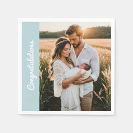 text and photo custom personalized party blue pappersservett