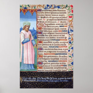 Text av Magnificaten med ett porträtt av Poster