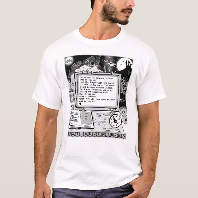 Text äventyrar (A) "sova draken ", Tee Shirt (Framsida)
