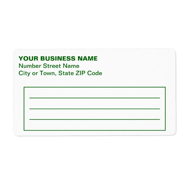 Text Based in Green Business Shipping Label Fraktsedel (Framsidan)