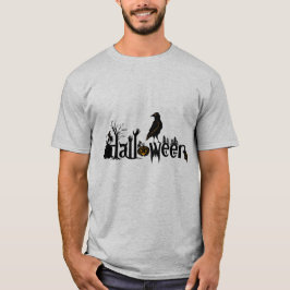 Text & Black Kråka Halloween Illustration T-shirt