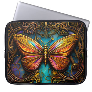 Text Bronze Butterflies på Aqua Blue Laptop Fodral