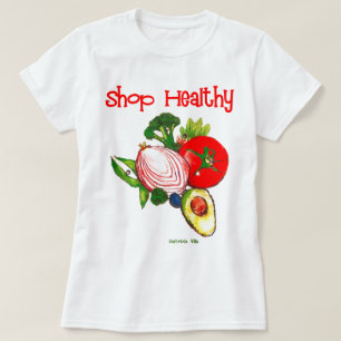 Text Butik Hälsosamma Ljusfärgade Grönsaker Konst T Shirt