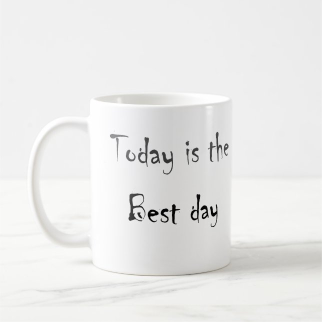 Text Detta är den bästa dagen svart monokrom färg Kaffemugg (Vänster)