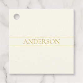 Text för Anpassadet Enkel Elegant | Guld Benvit Gåvor Etiketter