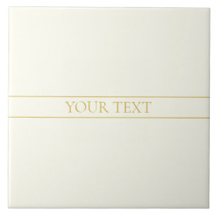 Text för Anpassadet Enkel Elegant   Guld Benvit Kakelplatta