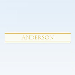 Text för Anpassadet Enkel Elegant   Guld Benvit Klistermärke