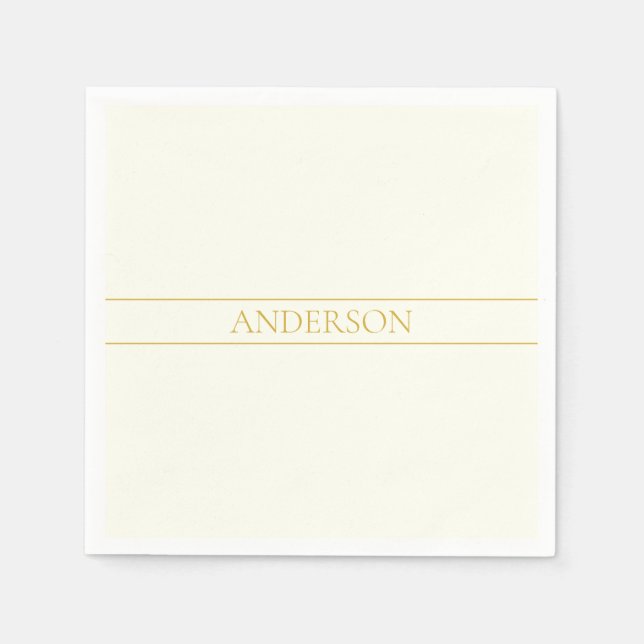 Text för Anpassadet Enkel Elegant | Guld Benvit Pappersservett (Framsidan)