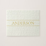 Text för Anpassadet Enkel Elegant | Guld Benvit Pussel<br><div class="desc">Elegant anpassade guld-text,  redigera som du vill.</div>