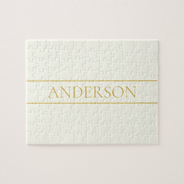 Text för Anpassadet Enkel Elegant | Guld Benvit Pussel (Horisontell)