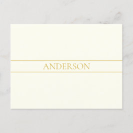 Text för Anpassadet Enkel Elegant | Guld Benvit Vykort