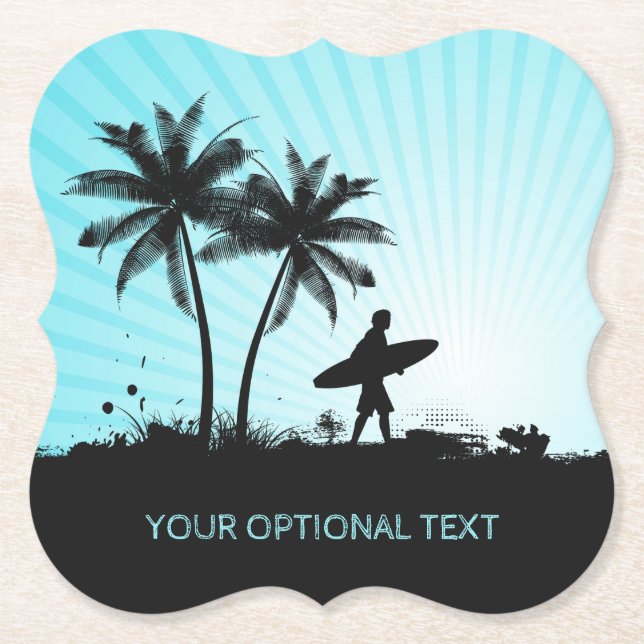 Text för anpassningsbarna Beach Surfer papper unde Underlägg Papper (Framsida)