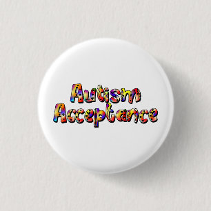 Text för Autism Acceptance Colorful Rainbow Typogr Knapp