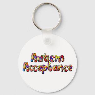 Text för Autism Acceptance Colorful Rainbow Typogr Nyckelring