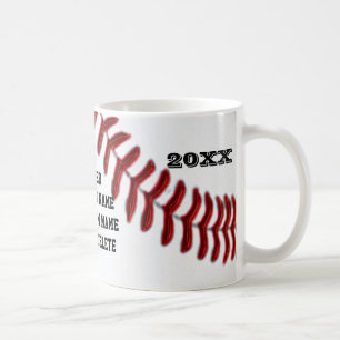 Text för baseballmuggar 3 boxas för spelare och kaffemugg