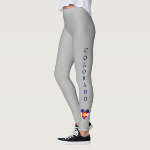 Text för blått för Colorado hjärtaflagga Leggings