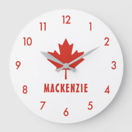 Text för Canadian Flagga Red Maple Löv Canada Day  Stor Klocka
