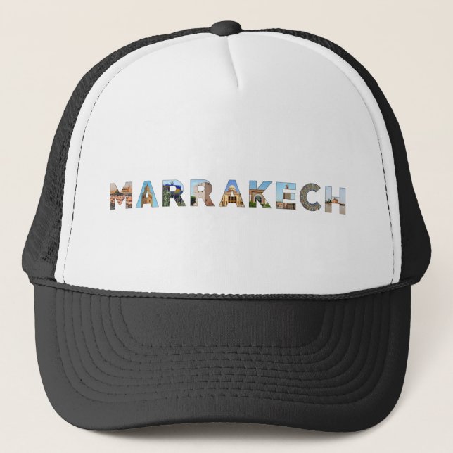 text för det marrakech stadsmorocco symbolet reser keps (Framsida)
