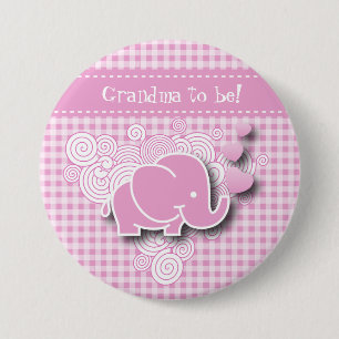 Text för elefant DIY för rosa- & vitplädbaby Knapp