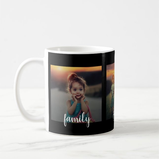 Text för fotocollagefamiljen överdrar personlig kaffemugg (Vänster)
