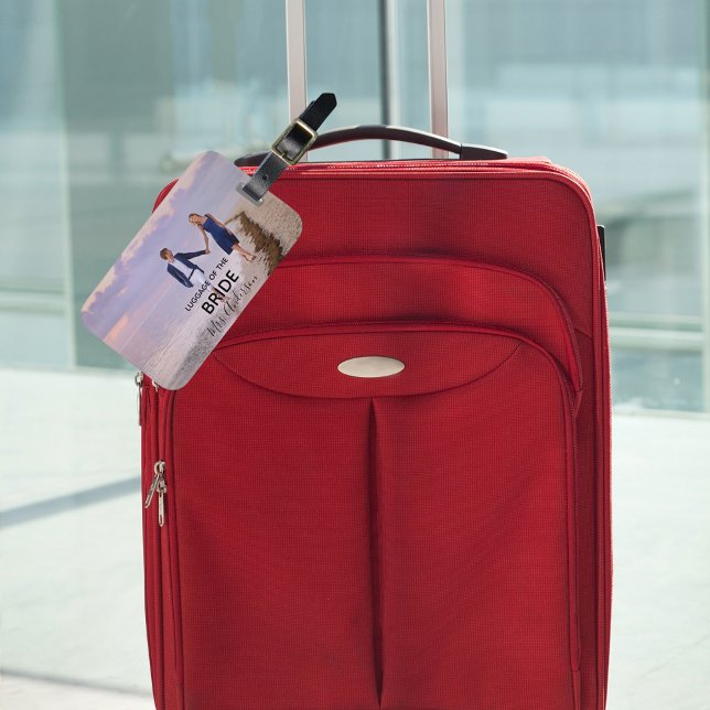 Text för fotoresa i Bride honeymoon Bagagebricka (Skapare uppladdad)